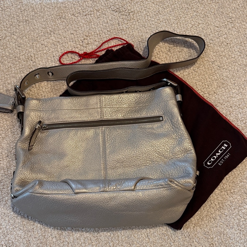 Coach Metallic Silver Shoulder / Cross-body Bag with dust bag - like new!